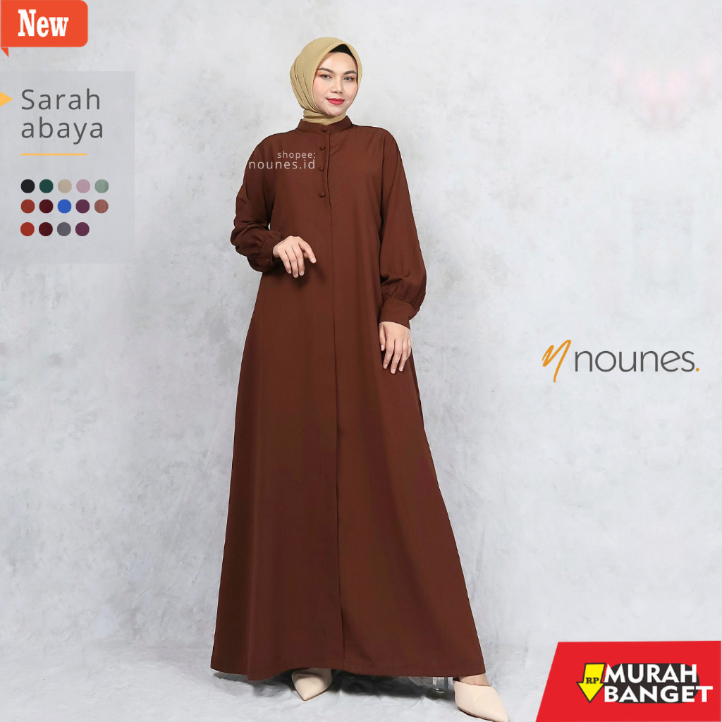 abaya shopee haul 2024 Nounes Sarah Abaya Dress Gamis Polos Wanita Manset Kancing Matt Wolfis Grade 