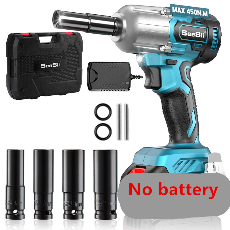 Seesii Torque Wrench Cordless Real 450NM Variable Speed Brushless Electric Impact Wrench 1/2“ for Ma