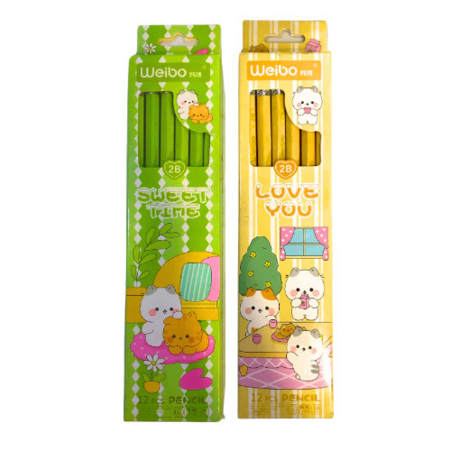 

Pensil 2B Weibo HAPPY DAY WB-7031 Pensil Impor/Pencil 2B Set Alat Tulis - LUSINAN SHABQ