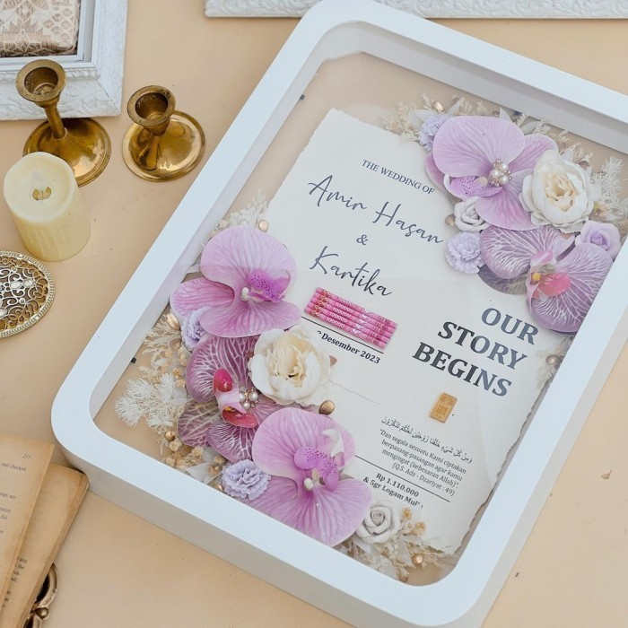 Custom Mahar Nikah Mahar Rustic Vintage Print Kertas Daur Ulang Cantik