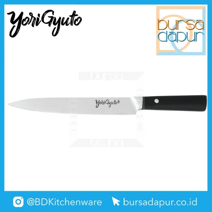 Yori Gyuto Sujihiki (Slicing) Knife 20 cm / Pisau Stainless Steel Gagang Hitam