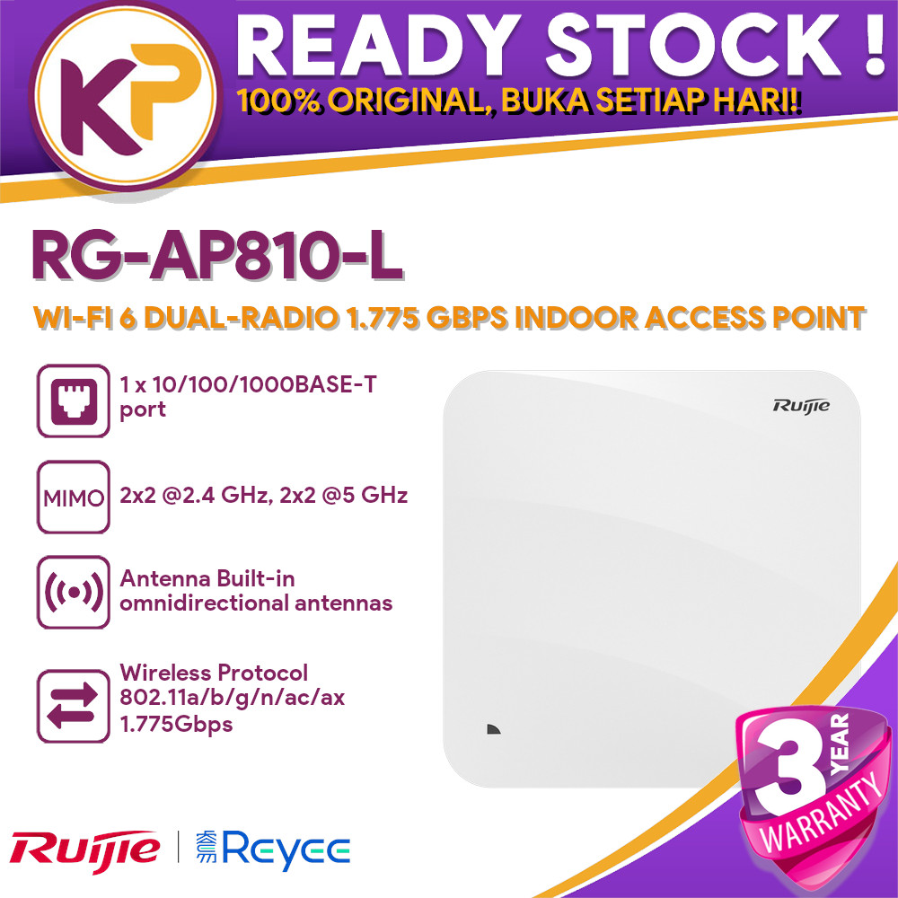 RUIJIE REYEE RG-AP810-L WI-FI 6 DUAL-RADIO 1.775 GBPS INDOOR ACCESS POINT
