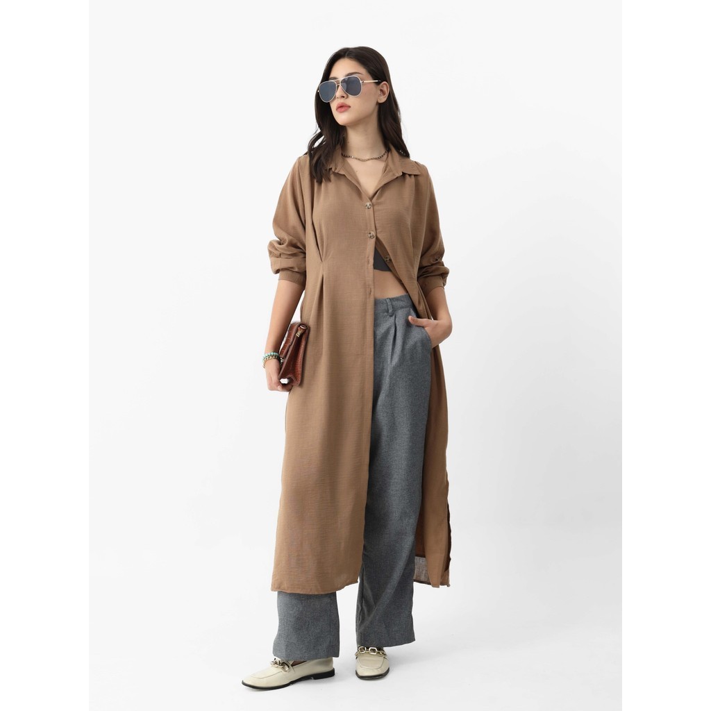 Gaudi Dress Maxi Lengan Panjang Casual Wanita Alfred Dress