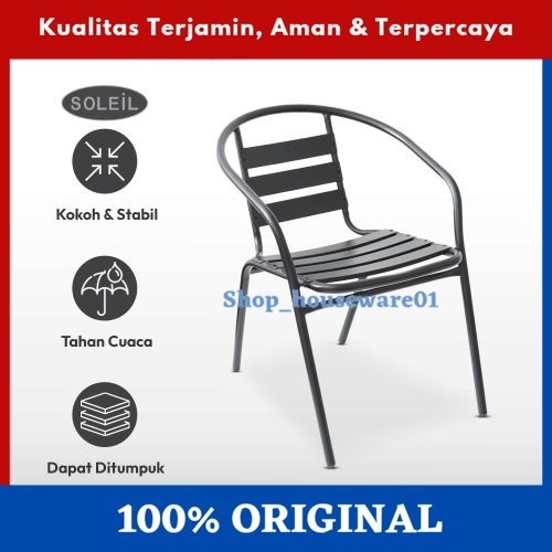 Ace Soleil Kursi Teras Berlengan - Hitam/cokelat/kursi teras/kursi besi