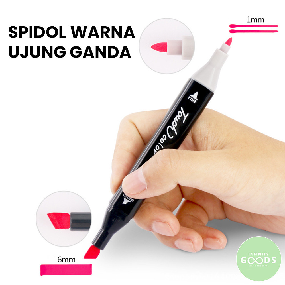 

KAN Spidol Warna Ujung Ganda 12 Pcs Color Water Based Double Tip Marker