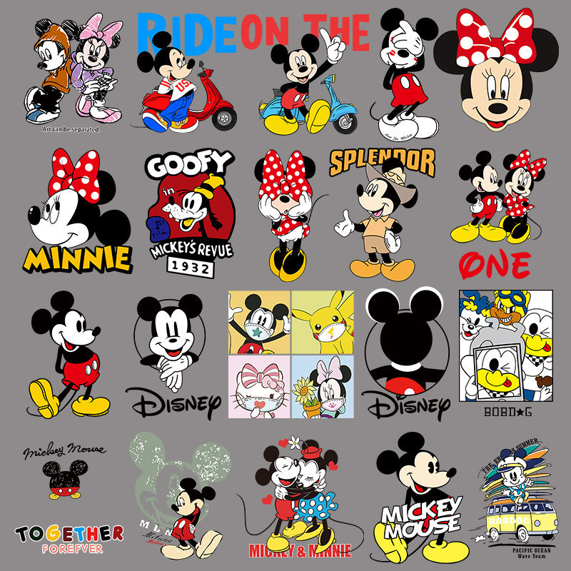 

Disney Mickey Minnie Mouse Goofy Patches Clothing Heat Transfer Stickers Iron on T-Shirt Patches for Clothes Kids Kawaii Custom