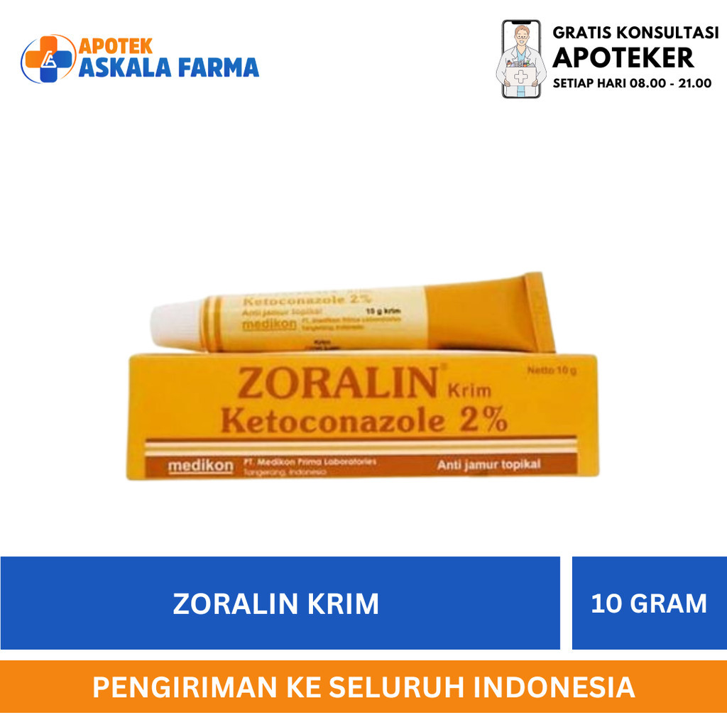Zoralin salep / Zoralin 2% Krim 10 Gram / Krim Mengurangi Jamur dan Panu