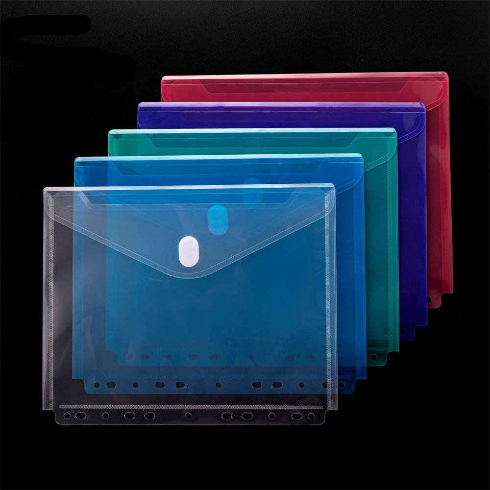 

11 holes Transparent Plastic Punched File Folders for A4 Documents Sleeves Documents Bag Protector Office Supplies