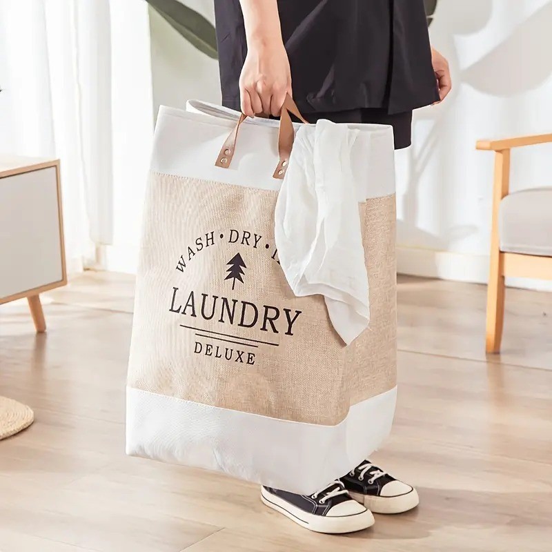 Elinrat Tas Laundry Lipat: Kapasitas Besar, Linen & Katun