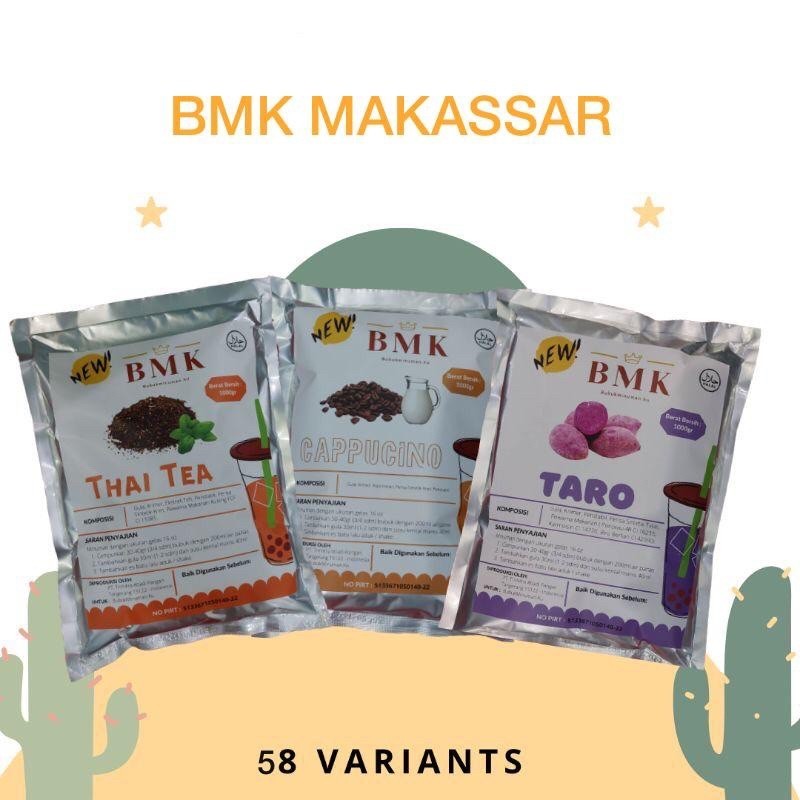 

Bubuk Minuman BMK Spesial Mix 1 kg (1000 gram) - Bubuk Minuman Kekinian Halal BPOM - Silky Milk -Minuman Boba - Bubuk Es Akuarium- BMK CHOCO LITE - BMK CHOCO PREMIUM - BMK All Variant Taro Greentea Dark Choco Thaitea Cappucino Vanilla dan lain