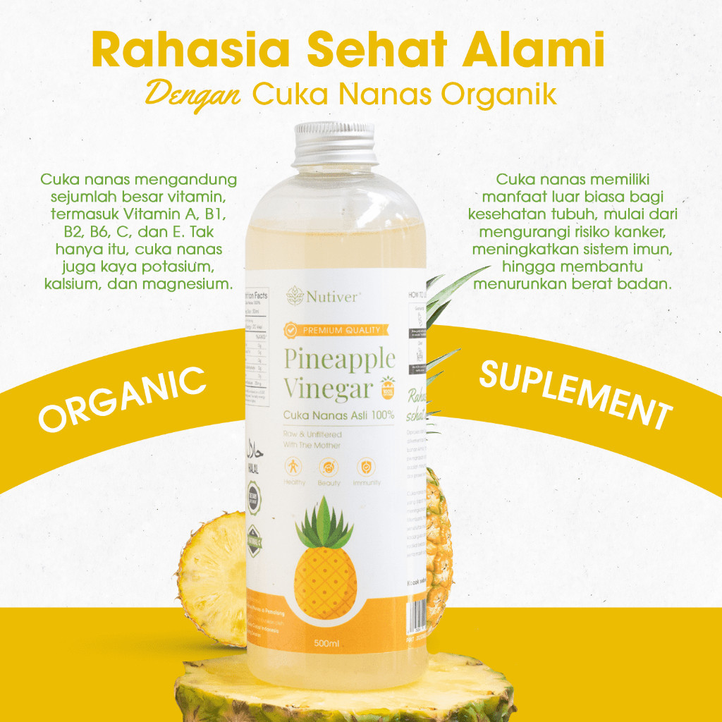 

NUTIVER PINEAPPLE VINEGAR CUKA BUAH NANAS | MINUMAN DIET KESEHATAN PROBIOTIK | CUKA NANAS ORGANIC WITH THE MOTHER | TKS