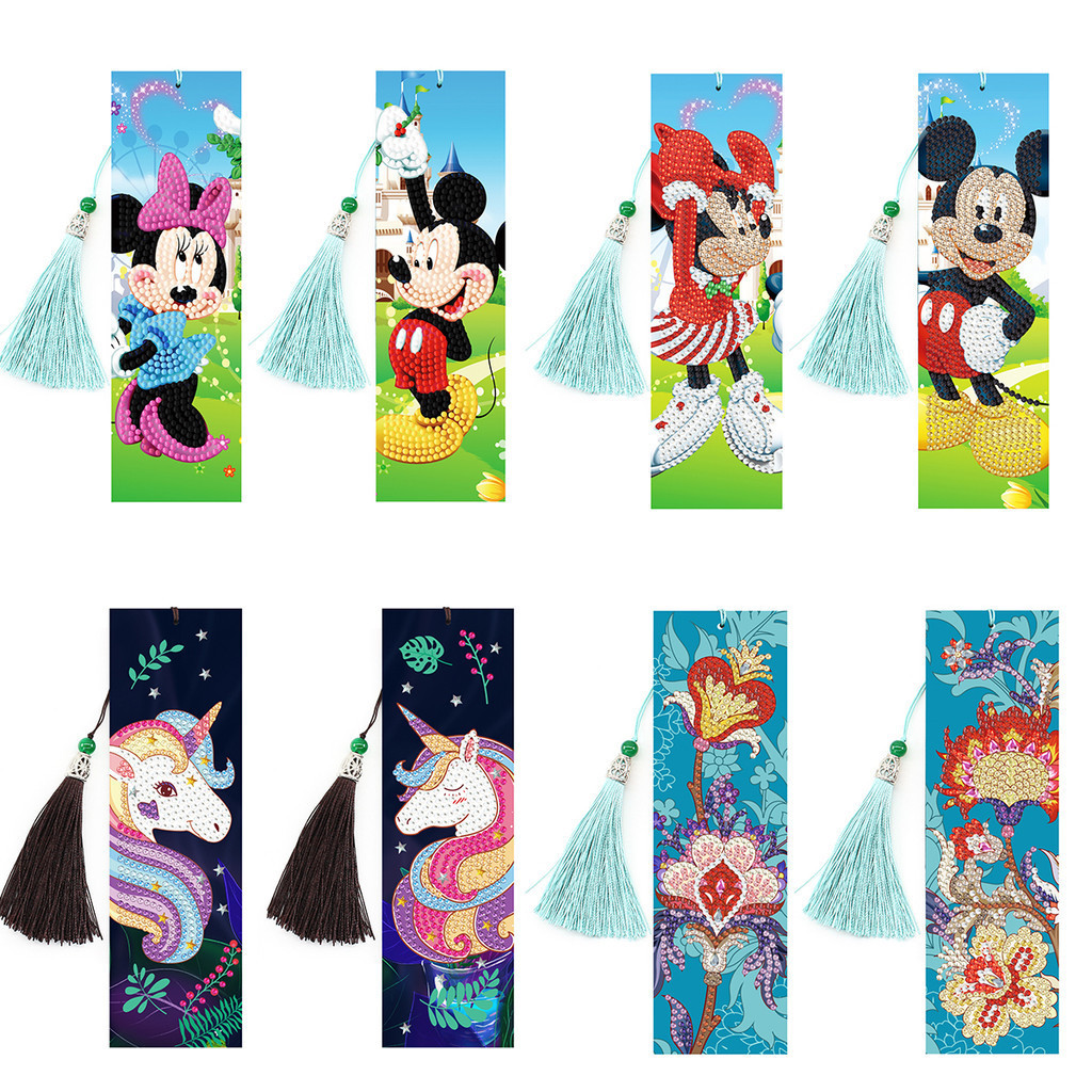 

Disney Diamond Painting Bookmark Mickey Minnie Cartoon Cute Bookmark Set 5D Diamond Embroidery Craft Gift