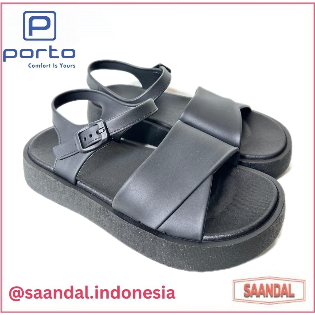 Sandal Selop Tali Porto Lady KAS-3 Tebal 5 cm Hitam Coklat 37-40