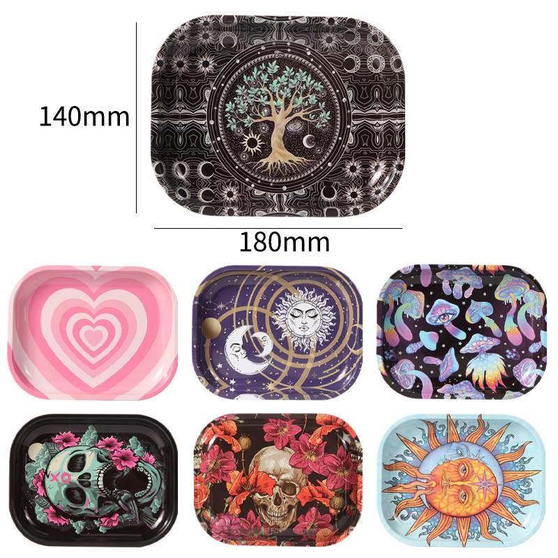 18*14cm Metal Tobacco Rolling Tray Cigarette smoking Accessories Dish Tin Storage Plate Small R