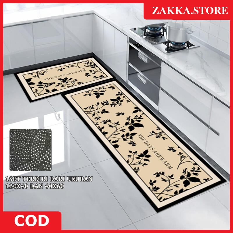 Zakka Store Keset Dapur 2in1 Keset 120x60 dan 40x60 Keset polyster Keset Kaki Murah