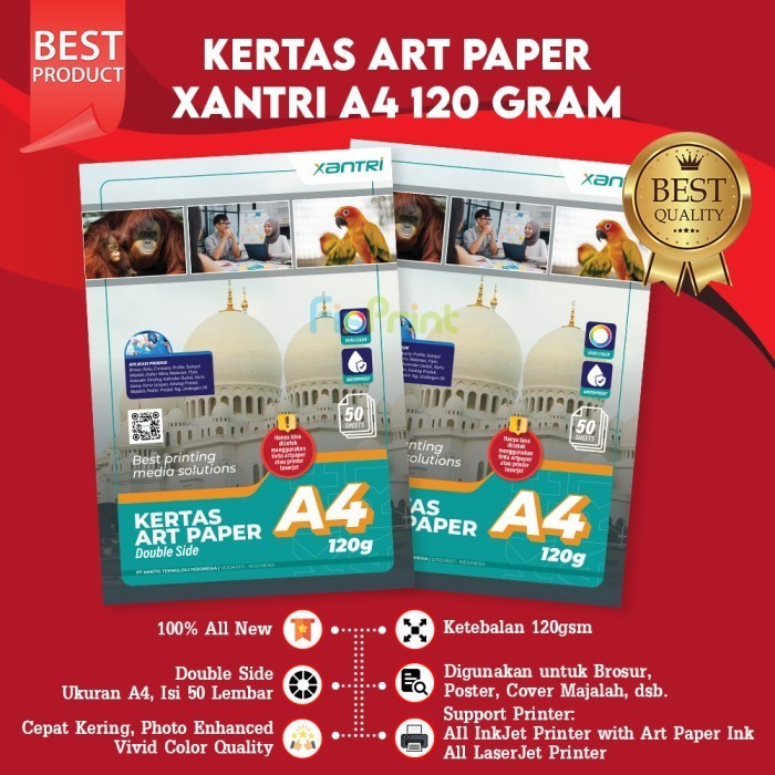 Photo Paper 120gsm 50 Sheets Kertas Art Paper A4 120 gram 50 lembar Art Karton Xantri Original Brosu
