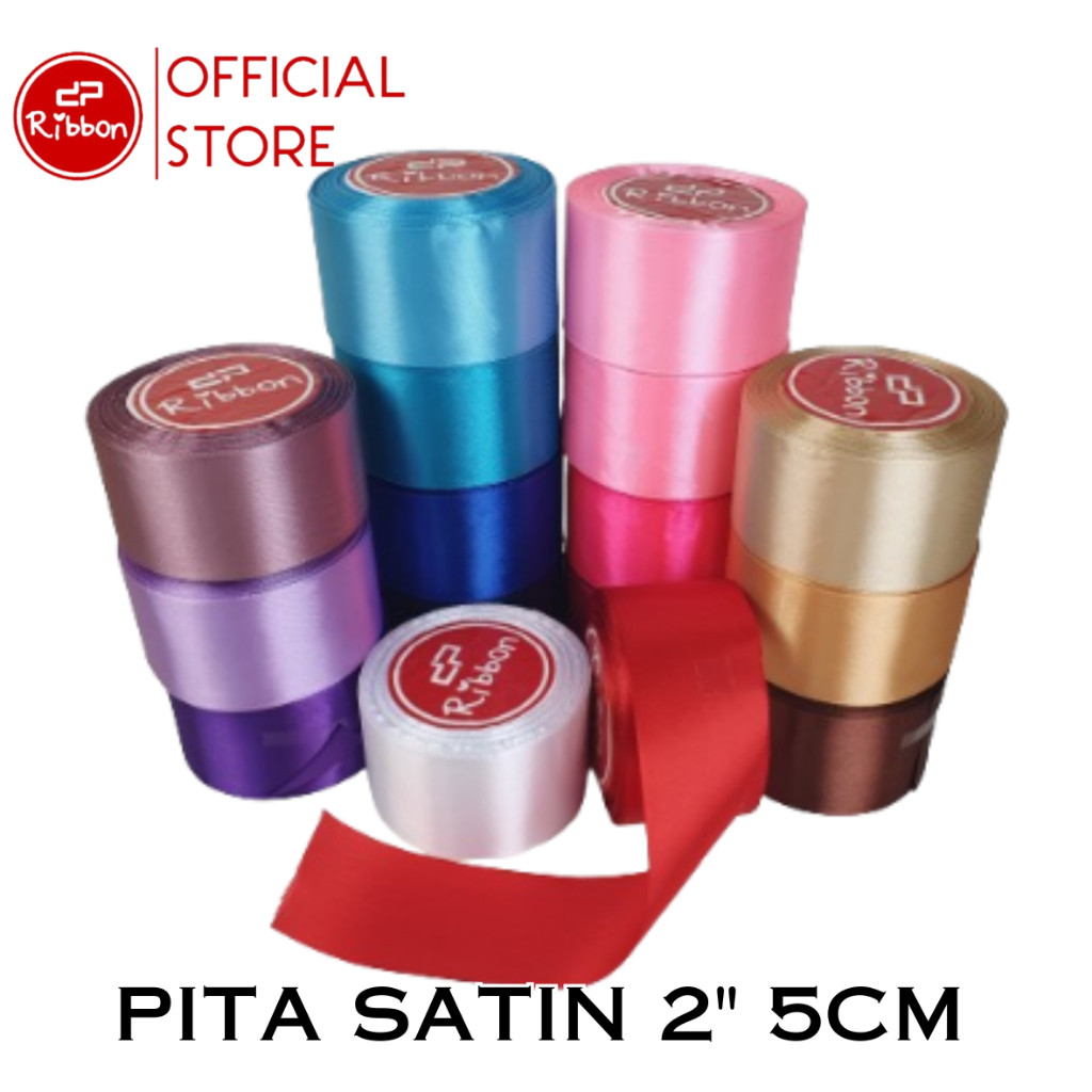 

Pita Satin 2" 5cm Saten 2 Inch Kain Polos Souvenir Garmen Parcel Hampers per ROLL