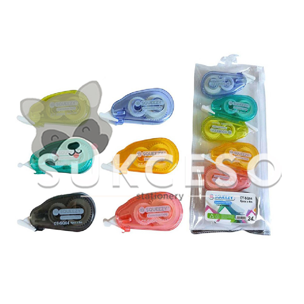 

SQUEEZY Correction Tape Set Isi 6 CT-SQ04 24M Color / Pita Koreksi Tipe-X