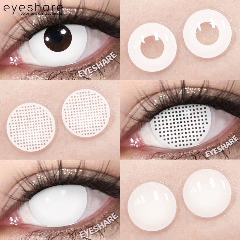 【COD】 Softlens Cosplay Putih/Hitam Lensa Kontak Game Halloween Anime Lensa Kosmetik