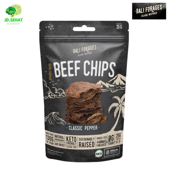 

Beef Chips BALI FORAGES Keripik Daging Sapi Classic Pepper Air Dried