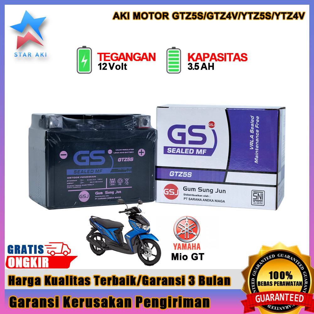Aki Motor Yamaha Mio GT Aki Kering Accu Kering MF GTZ5S