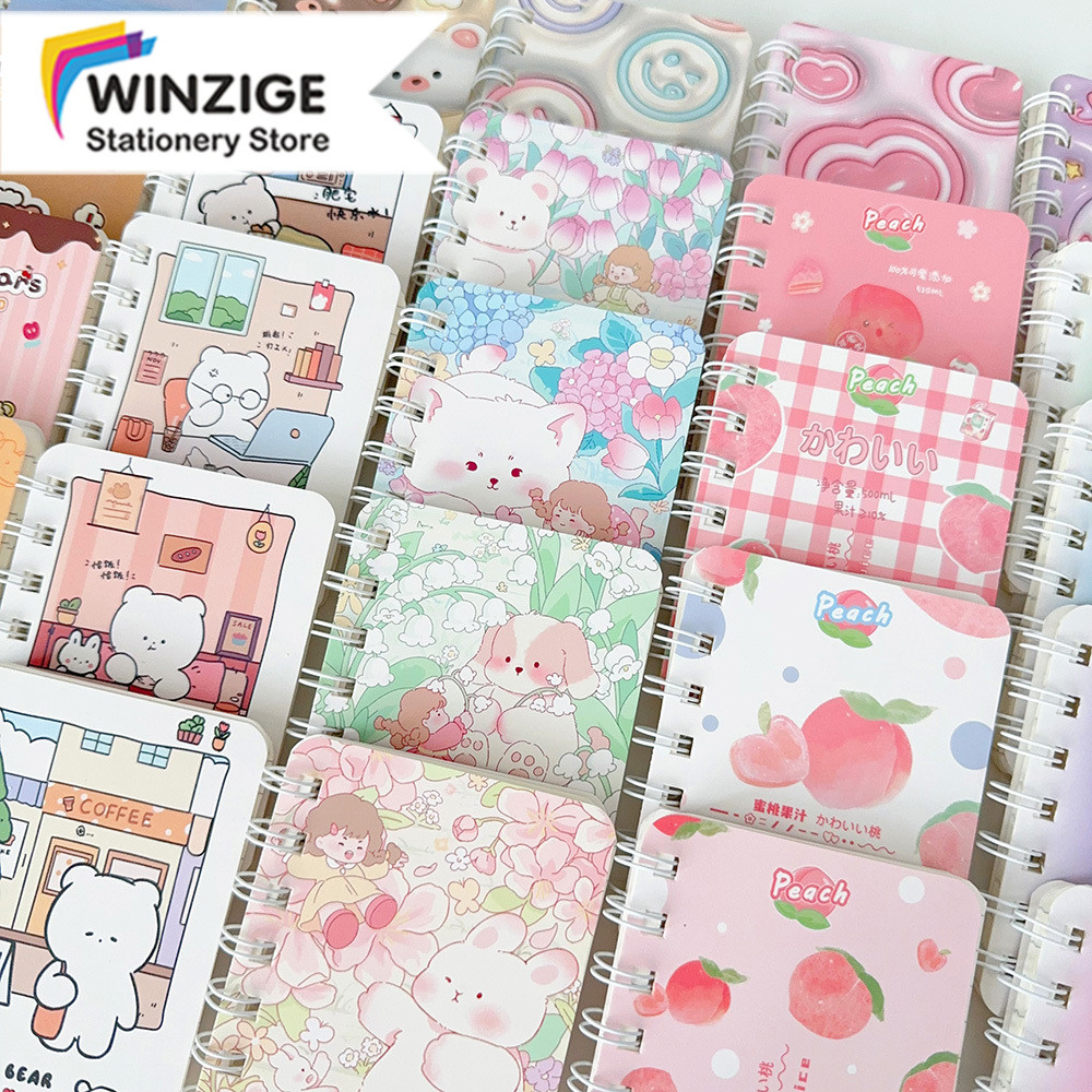 

Winzige Combo 4Pcs Mini Notebook Buku A7 Lucu Spiral Notebook Aesthetic Korea Spiral Buku Catatan Cute Portable Notepad Small Diary Planner