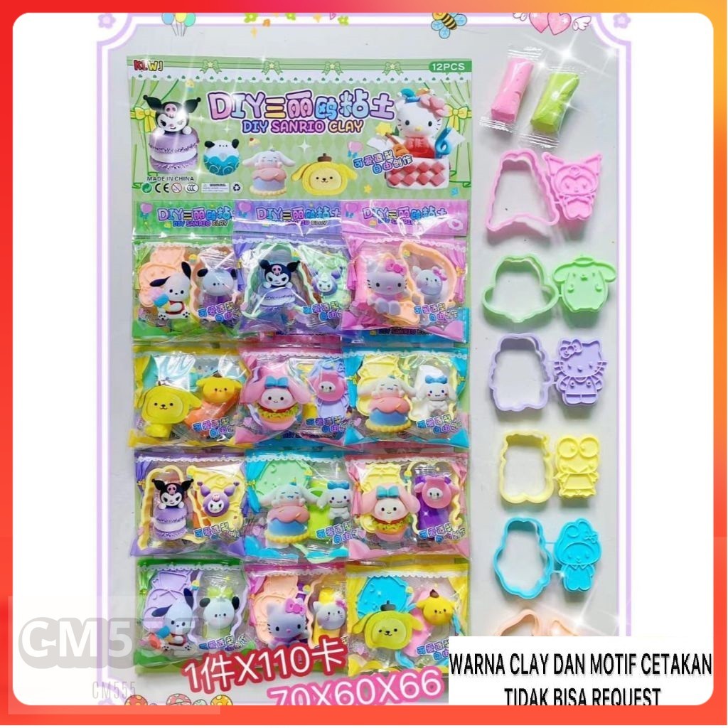 Mainan Cetakan Clay Karakter Sanrio isi 12pcs