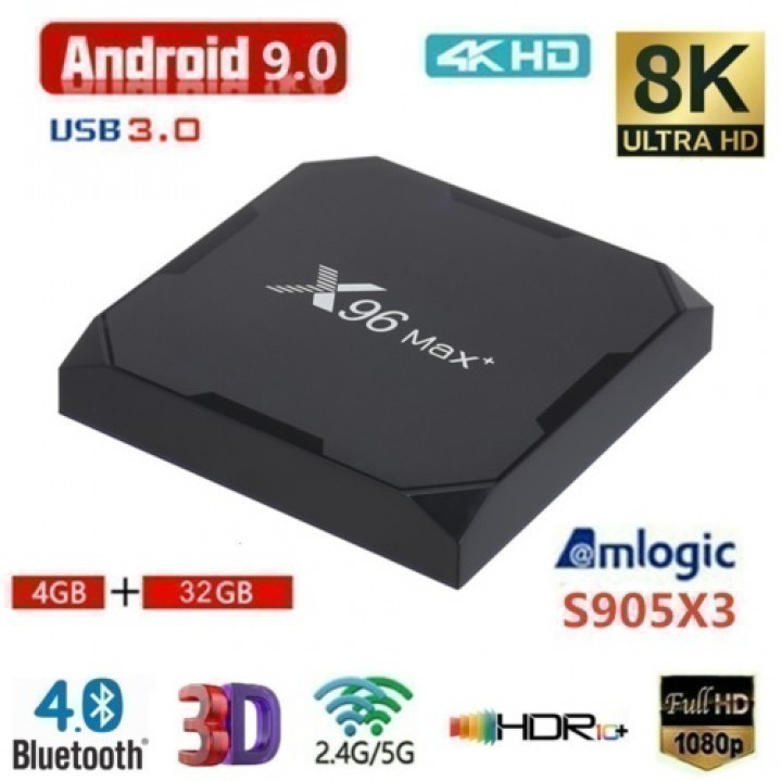 GROSIRUNIK99 X96 MAX PLUS - Android 9.0 Smart TV Box 8K Ultra HD - RAM 4GB ROM 32GB