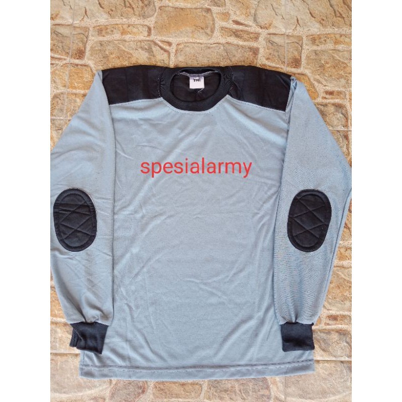 KAOS ABU TUA LENGAN PANJANG KOMBINASI HITAM