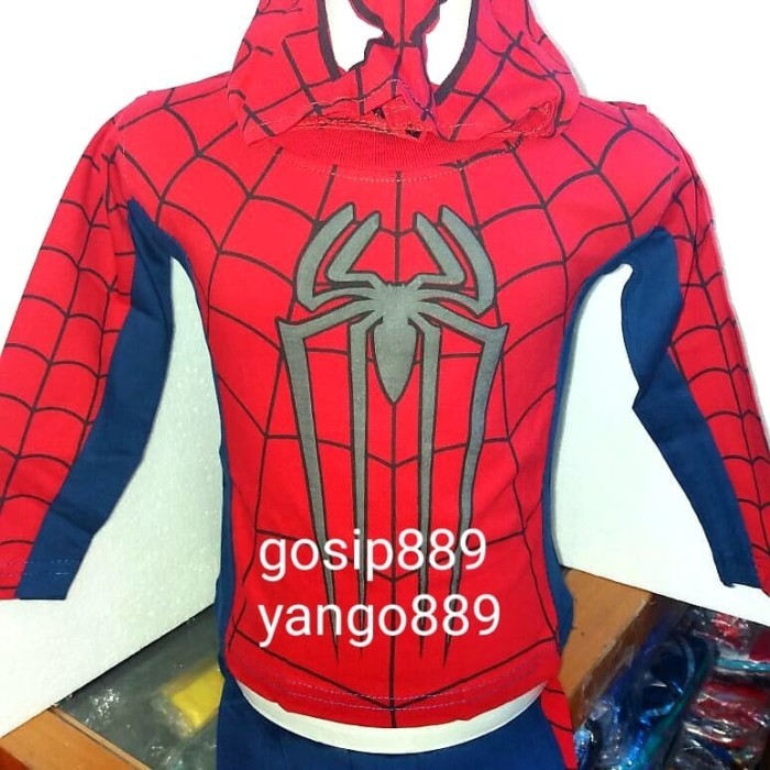 ✨READY✨ -Promo Spiderman Kostum anak2 size 4-6 tahun - 4-5 tahun, Merah