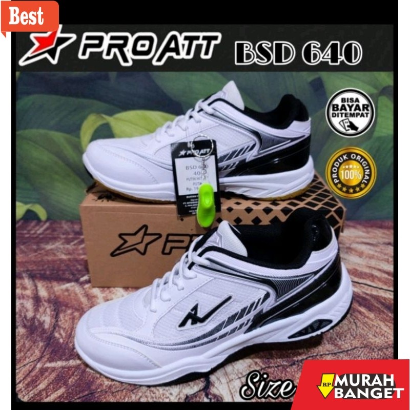 sepatu sneakers lokal terbaik PRO ATT BSD 640 Sepatu Olahraga Badminton Sport Pria Putih Biru Kekini