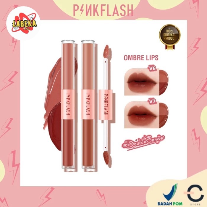 PINKFLASH Duo Lip Gloss Lipstik Ombre DoubleSense 2 IN 1 Dual-ended