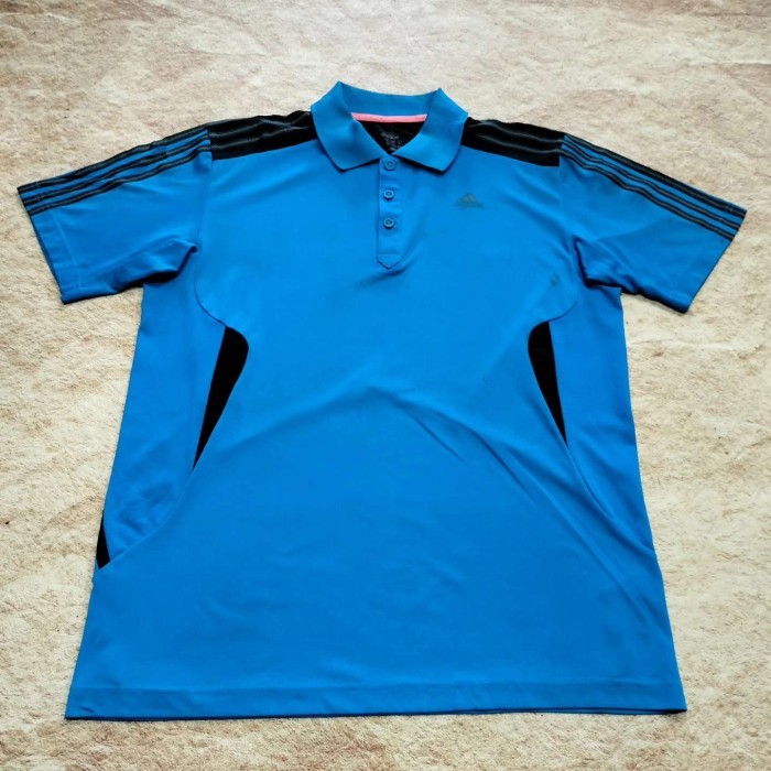 kaos polo jersey ADIDAS CLIMALITE biru kaos krah pria casual polo shirt size L
