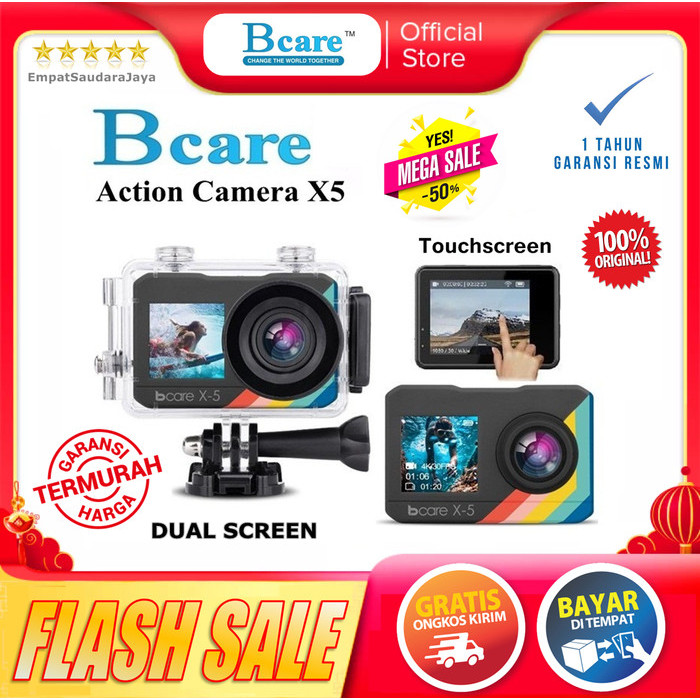 TERBARU - BCARE X5 Action Camera Dual Screen Touch Screen Sony 16Mp HD