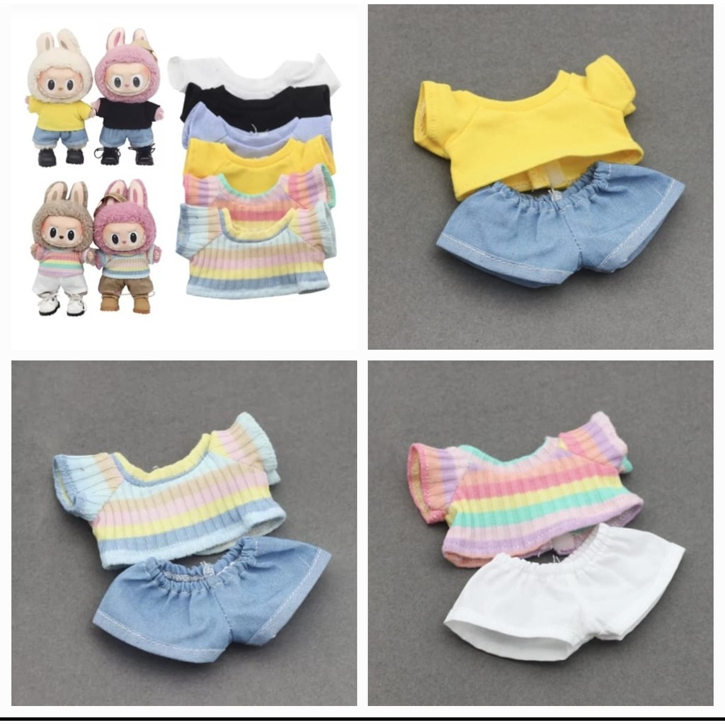 READY SET ATASAN BAJU CELANA FOR LABUBU//BAJU ATASAN CELANA SET//AKSESORIES SET BAJU AND CELANA