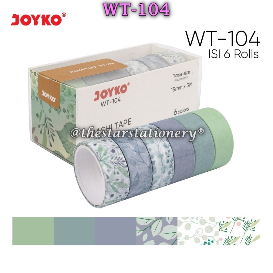 

(1 Set Isi 6 Warna) GROSIR Washi Tape Joyko WT-104 / Pita Perekat Selotip Kertas Joyko WT-104