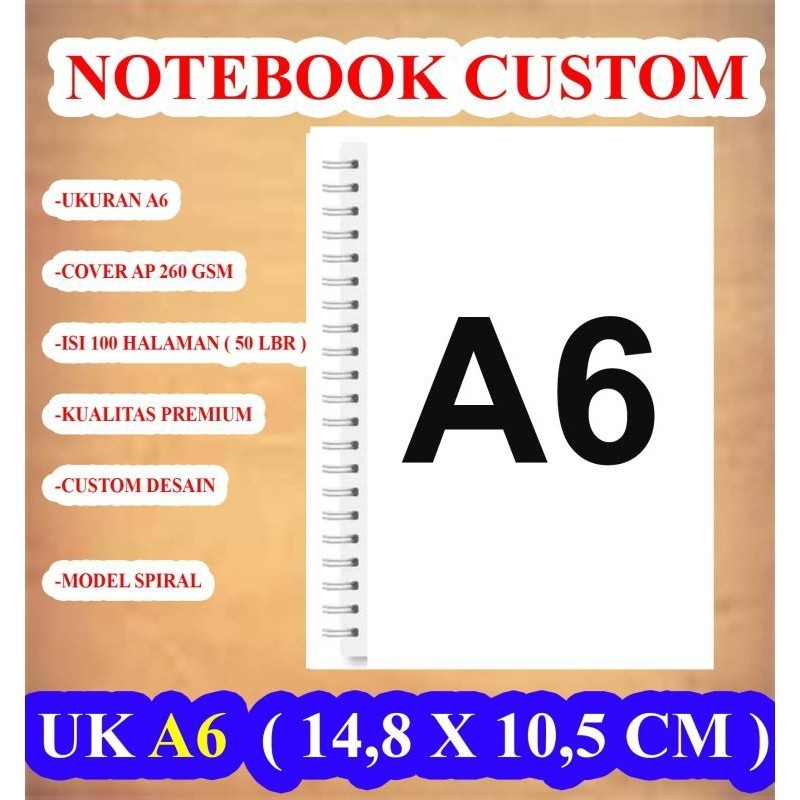 

notes custom Uk A6 spiral isi 50 lembar/100 halaman