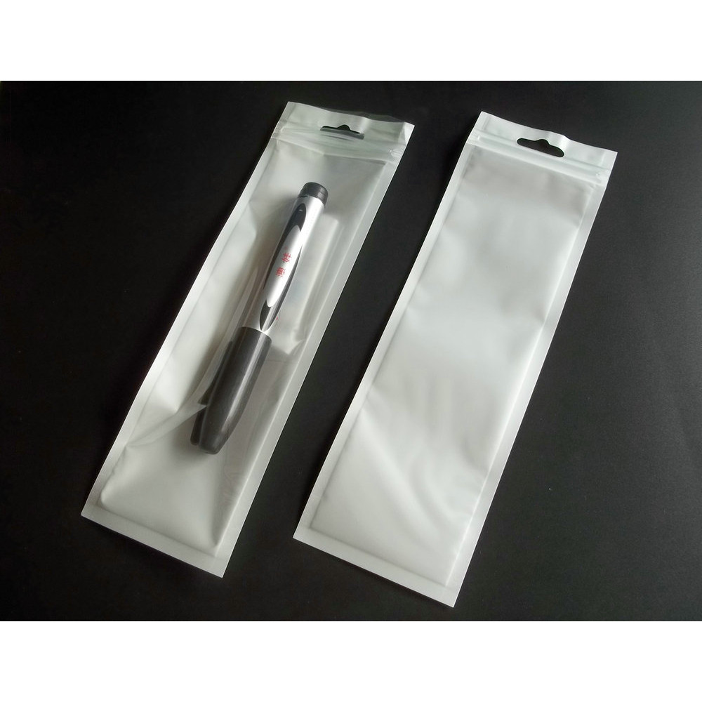 

100pcs/lot 7*23cm Clear white zipper plastic retail package poly bag,Zip Lock Hang Hole Storage Packaging bags for pen stylus