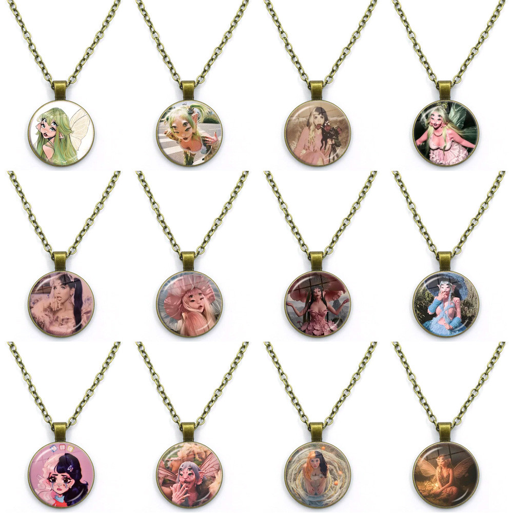 Melanie Martinez Fairy Girl Y2K Glass Dome Cabochon Pendant Fashion Crystal Jewelry Fairy Vintage Lo