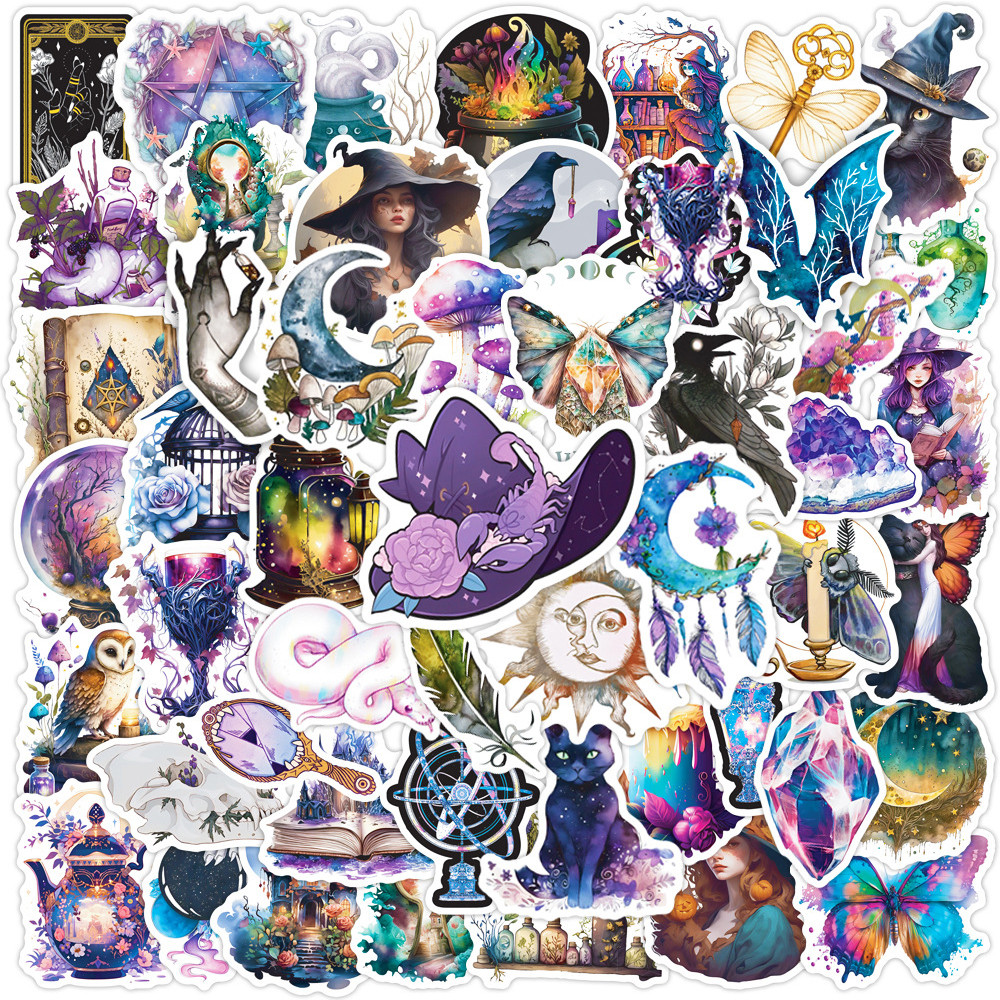 

10/30/50pcs Retro Gothic Witch Cartoon Graffiti Stickers Aesthetic Graffiti Sticker Phone Scrapbook Skateboard Cool Decals Decor