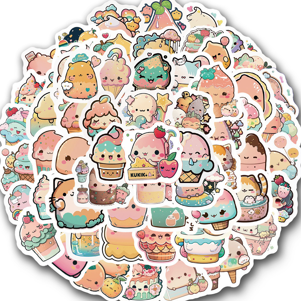

10/30/50/100pcs Cute Ice Cream Cat Graffiti Stickers Aesthetic Cartoon Decals Laptop Notebook Suitcase Guitar Decoration Sticker