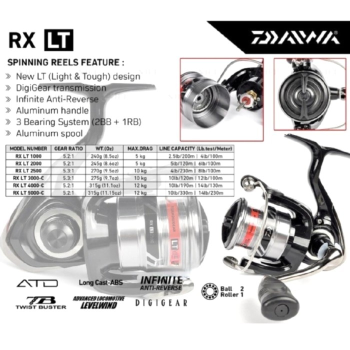 Reel Pancing Daiwa RX LT 1000-2000-2500-3000C-4000C - 2500