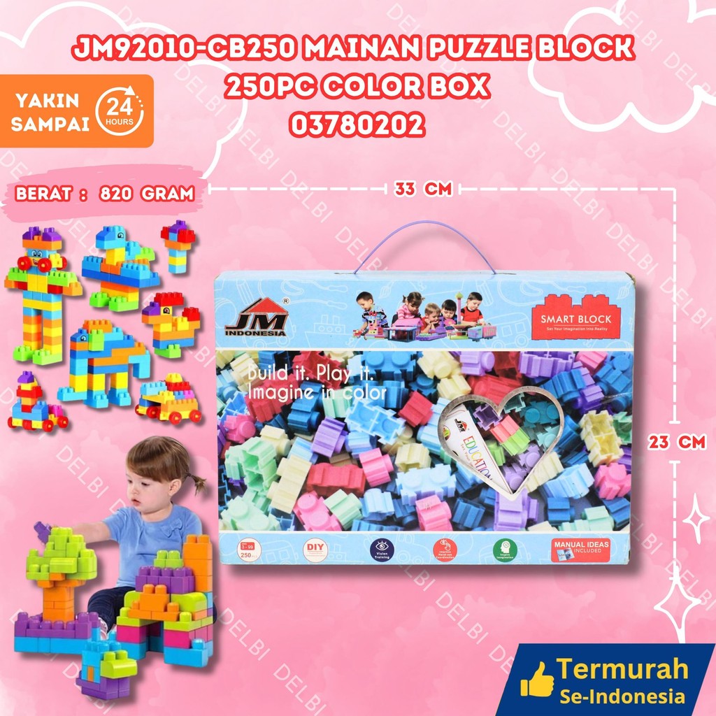 MAINAN ANAK PUZZLE / SMART BLOCK JM92010-CB250 MAINAN PUZZLE BLOCK 250PC COLOR BOX