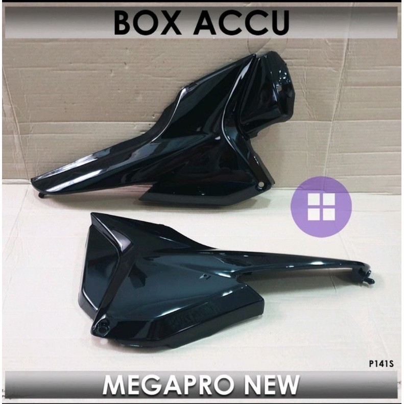 Box Tutup Cover Accu Honda MegaPro New PRIMUS Hitam metalik bahan tebal mirip original
