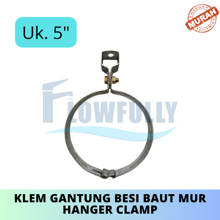 KLEM GANTUNG PIPA 5 INCH BESI ENGSEL HANGER CLAMP CLEM BAUT MUR