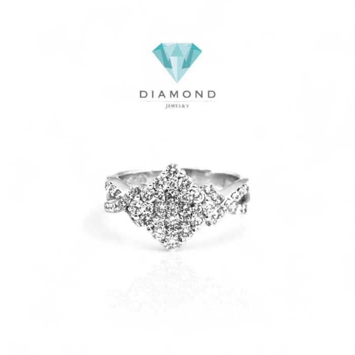 Cincin Berlian persegi 18K