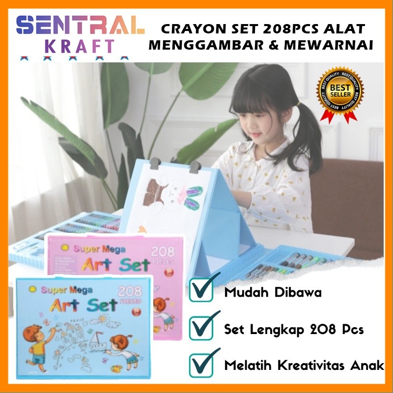 

Crayon Set 208pcs / Alat Menggambar Mewarnai Dan Melukis Lengkap Isi 208 Pcs Untuk Anak-Anak / Kit Art Supplies Painting Set For Children / Krayon Hadiah Kado Ulang Tahun Anak Birthday Gift Water Colors Pensil Warna Pencil Colours Coloring Set [SK]