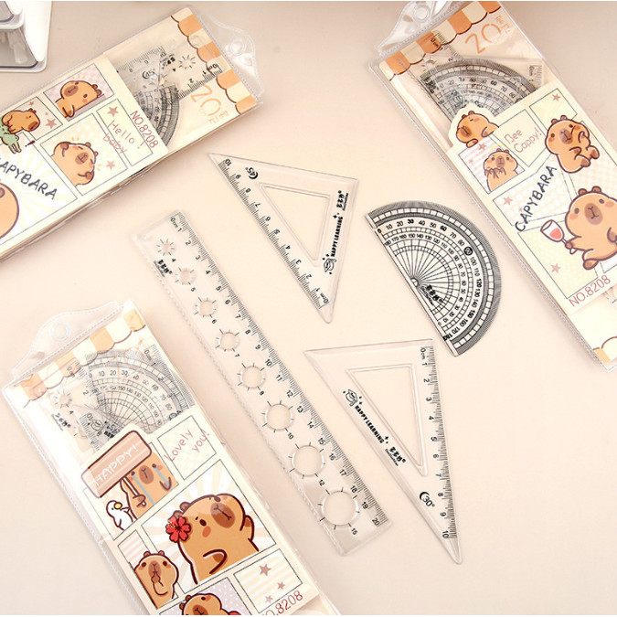 

HFM - Penggaris set 4pcs dompet karakter sanrio capybara