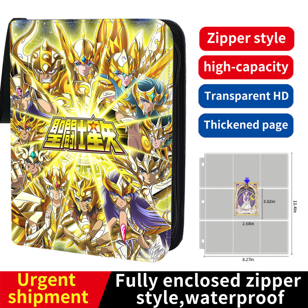 

Saint Seiya Card Binder 9 Pocket Trading Card Holder Anime Card Binder with 50 inner Pages Zipper Holder Up to 900 Cards