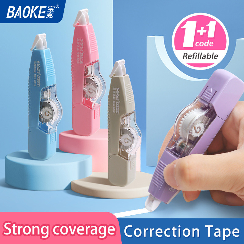 

BAOKE Refillable Correction Tape / Pita Koreksi 6 Meter Warna Pastel Alat Tulis Siswa KF3051